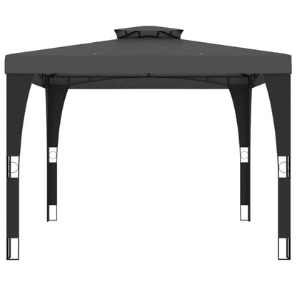 Pavillon mit Doppeldach Anthrazit 2,98x2,98 m Stahl