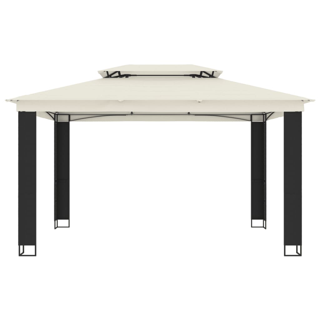 Pavillon mit Doppeldach Creme 3,94x2,96 m Stahl