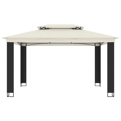 Pavillon mit Doppeldach Creme 3,94x2,96 m Stahl