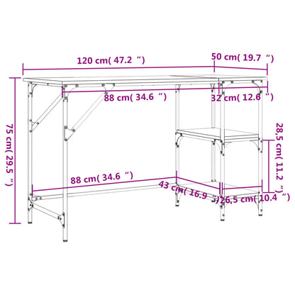 Schreibtisch Räuchereiche 120x50x75 cm Metall Holzwerkstoff
