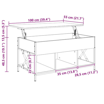 Couchtisch Sonoma-Eiche 100x55x50 cm Holzwerkstoff und Metall