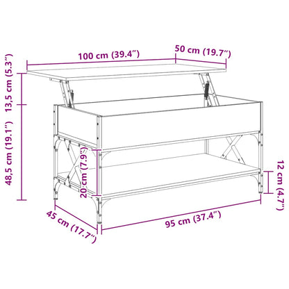 Couchtisch Sonoma-Eiche 100x50x50 cm Holzwerkstoff und Metall
