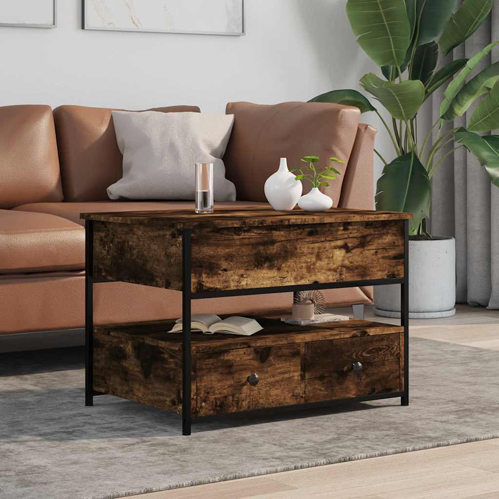Couchtisch Räuchereiche 70x50x50 cm Holzwerkstoff und Metall