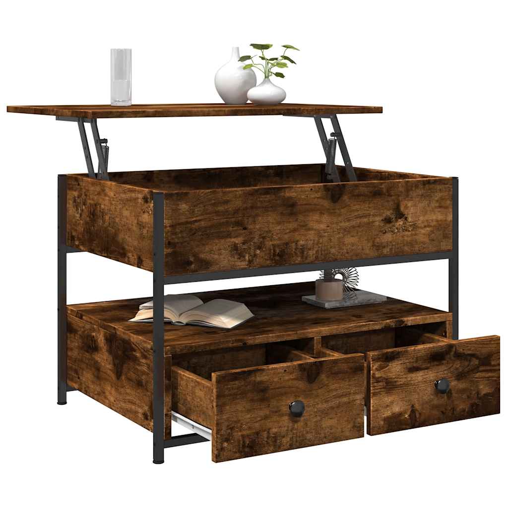 Couchtisch Räuchereiche 70x50x50 cm Holzwerkstoff und Metall