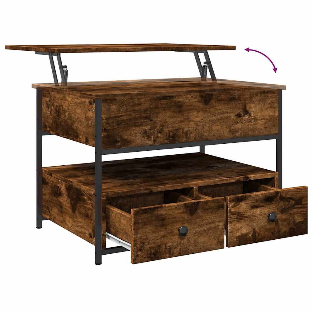 Couchtisch Räuchereiche 70x50x50 cm Holzwerkstoff und Metall