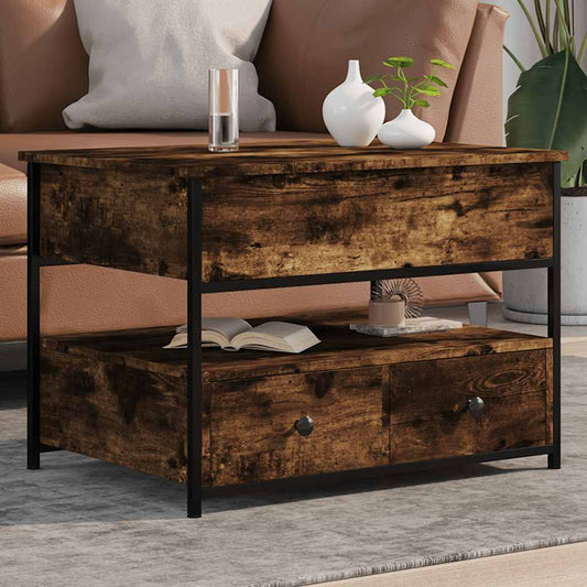 Couchtisch Räuchereiche 70x50x50 cm Holzwerkstoff und Metall