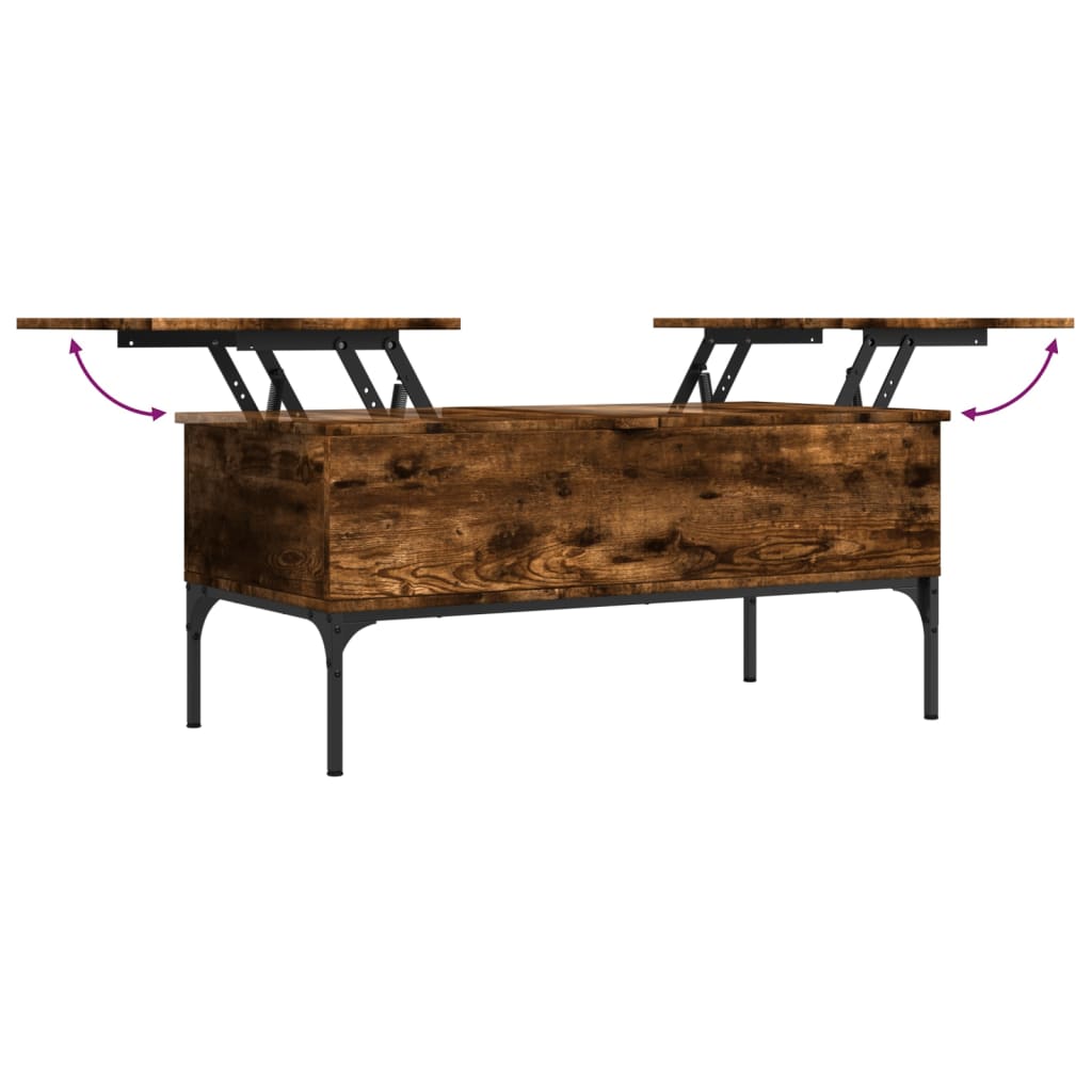 Sofabord røget eg 100x50x45 cm træmateriale og metal