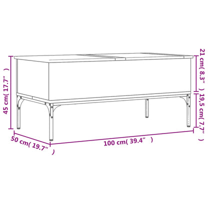 Sofabord røget eg 100x50x45 cm træmateriale og metal