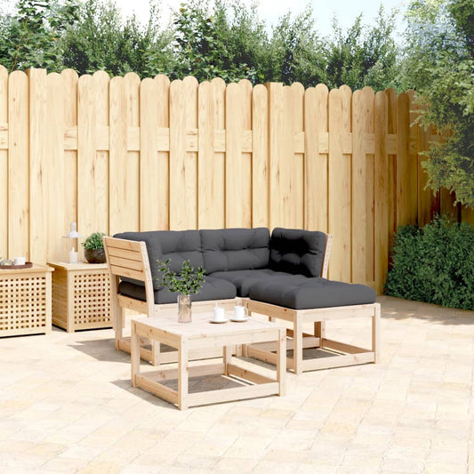 3-tlg. Garten-Sofagarnitur mit Kissen Massivholz Kiefer