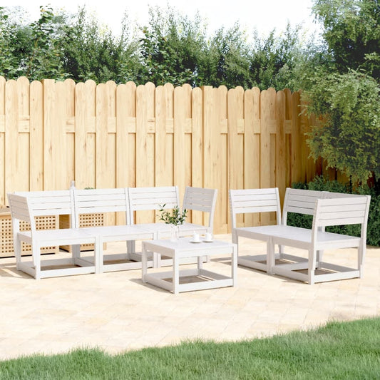 5-tlg. Garten-Sofagarnitur Weiß Massivholz Kiefer