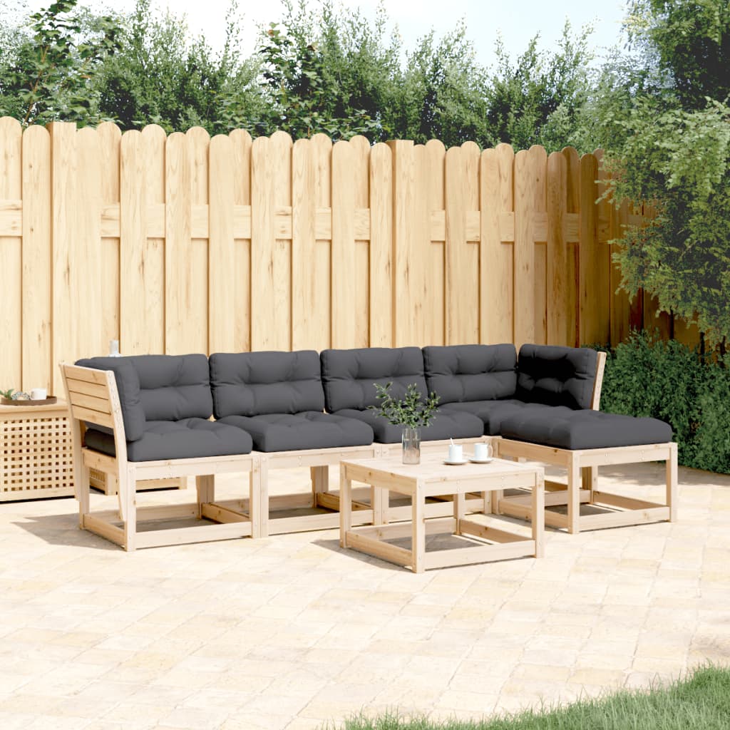 5-tlg. Garten-Sofagarnitur mit Kissen Massivholz Kiefer