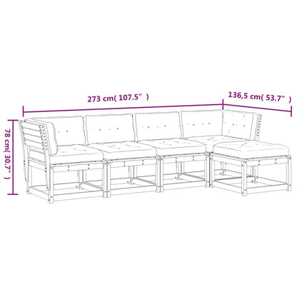 5-tlg. Garten-Sofagarnitur mit Kissen Massivholz Douglasie