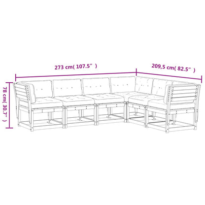 6-tlg. Garten-Sofagarnitur mit Kissen Massivholz Douglasie