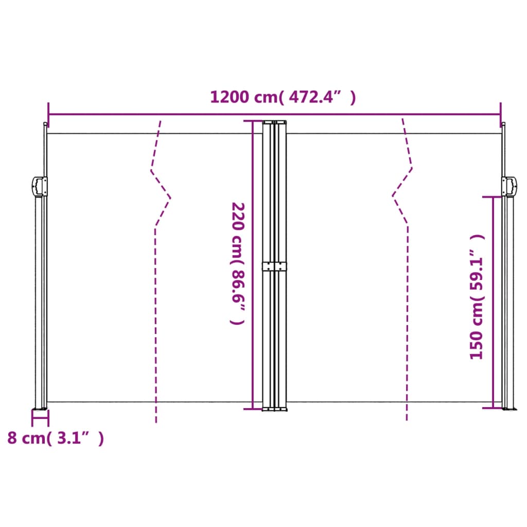 Seitenmarkise Ausziehbar Beige 220x1200 cm