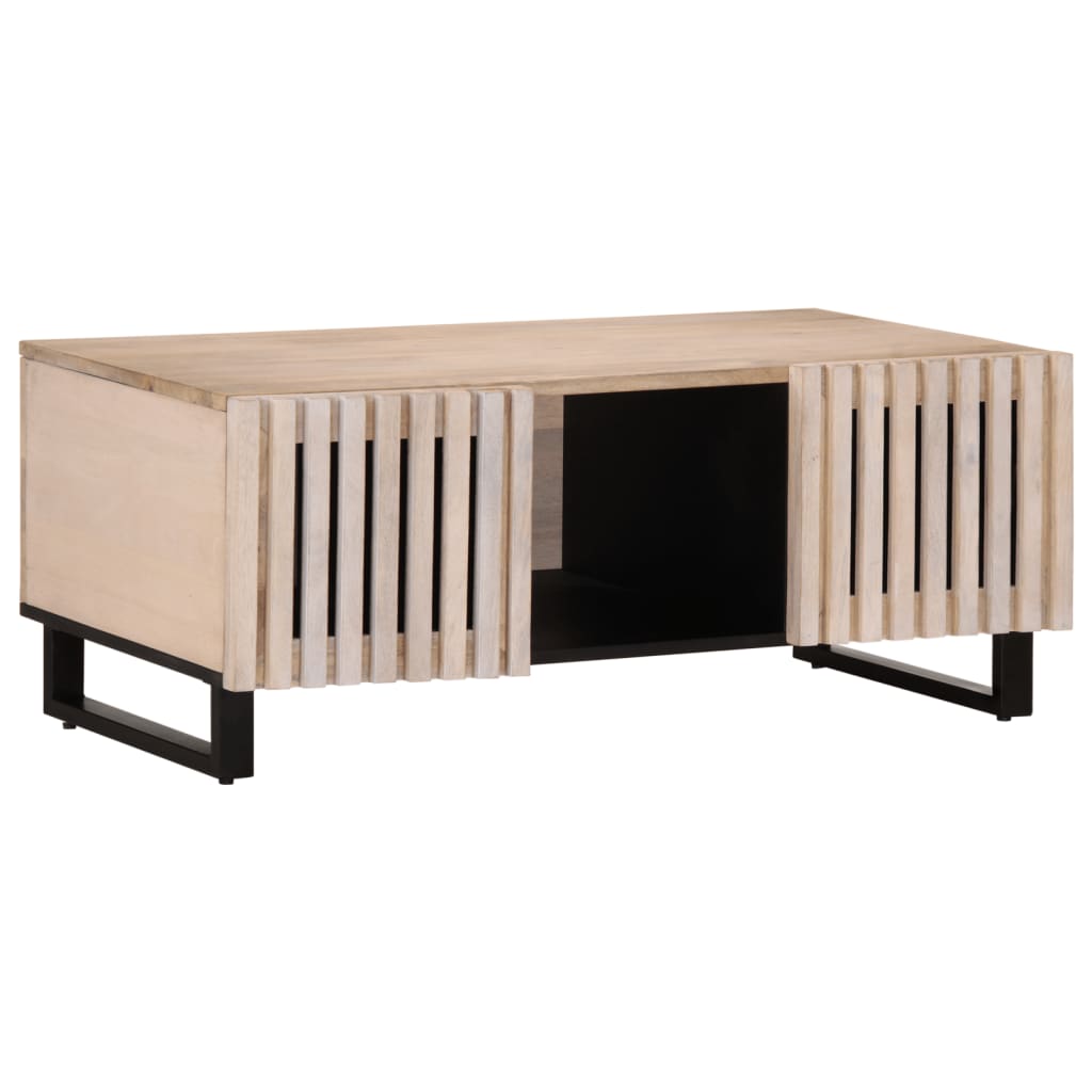 Sofabord Hvidt 100x55x40 cm Massivt mangotræ