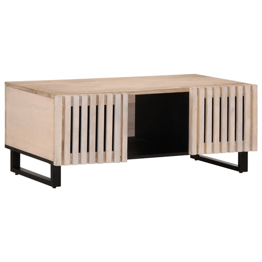 Sofabord Hvidt 100x55x40 cm Massivt mangotræ