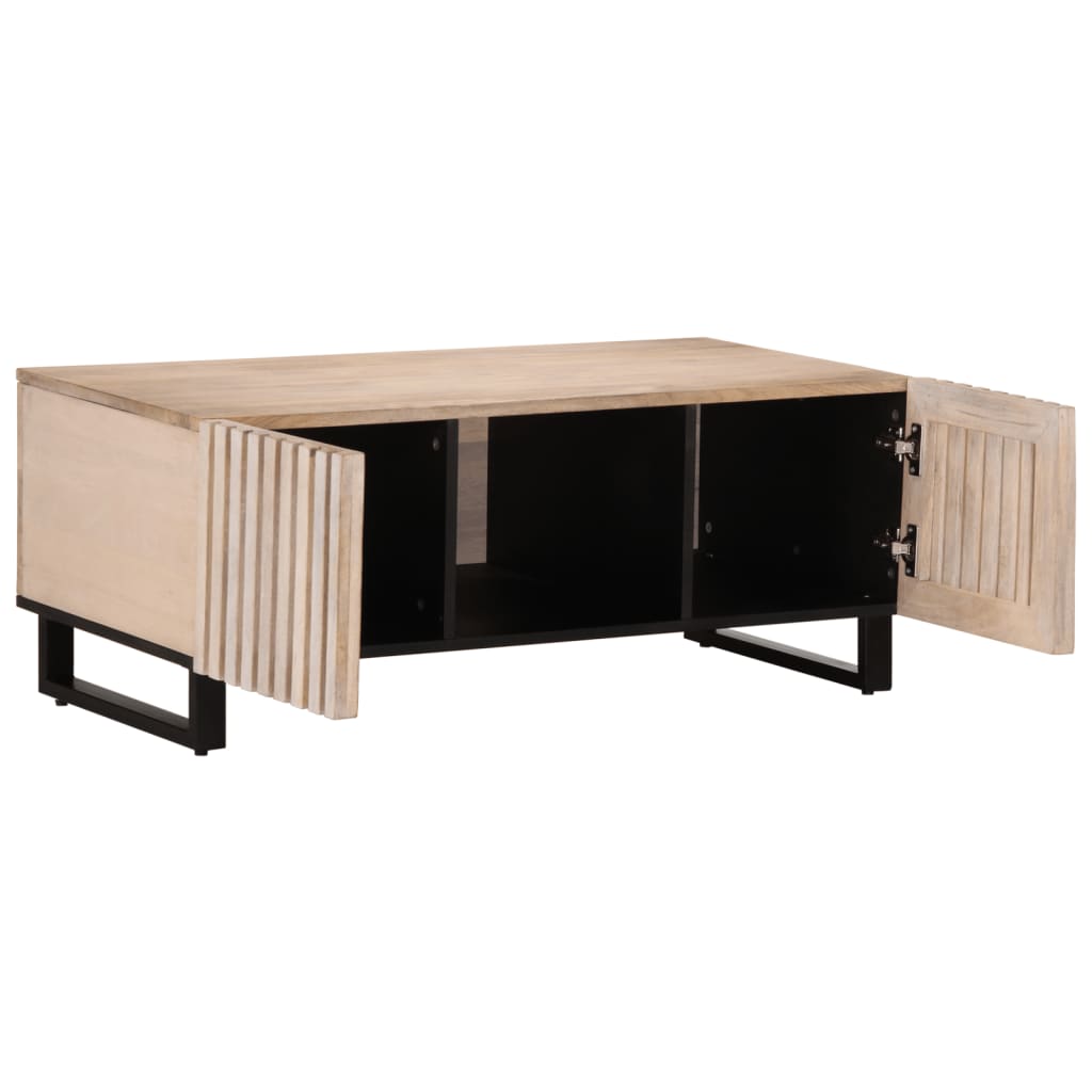 Sofabord Hvidt 100x55x40 cm Massivt mangotræ