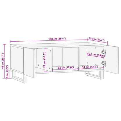 Sofabord Hvidt 100x55x40 cm Massivt mangotræ