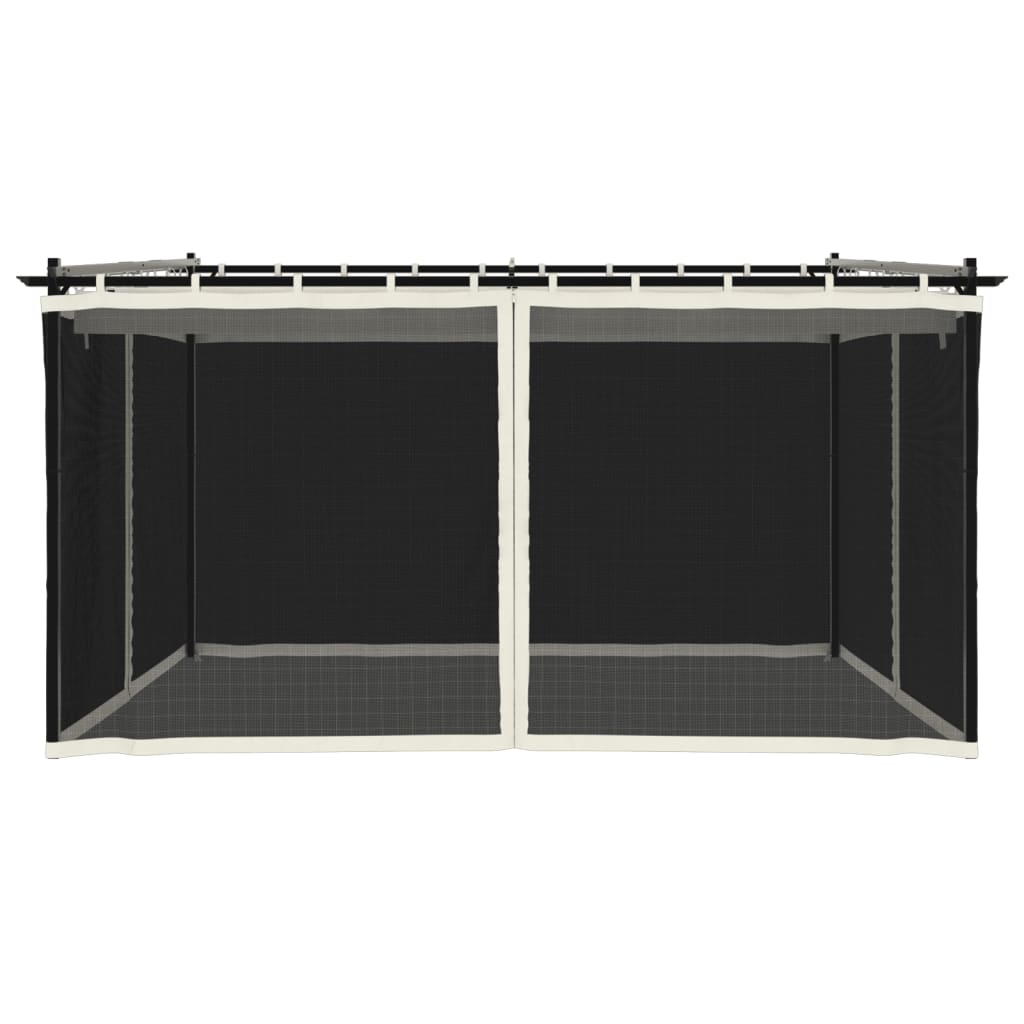 Pavillon mit Netzwänden Creme 4x3 m Stahl