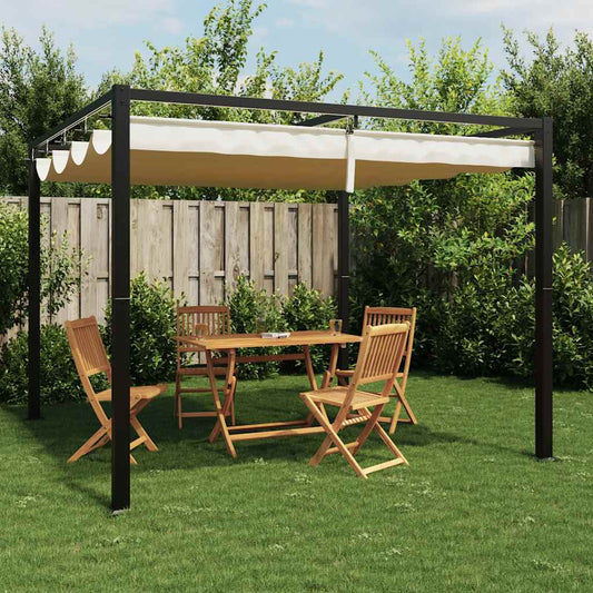 Gartenpavillon mit Ausziehbarem Dach Creme 3x3 m Stahl