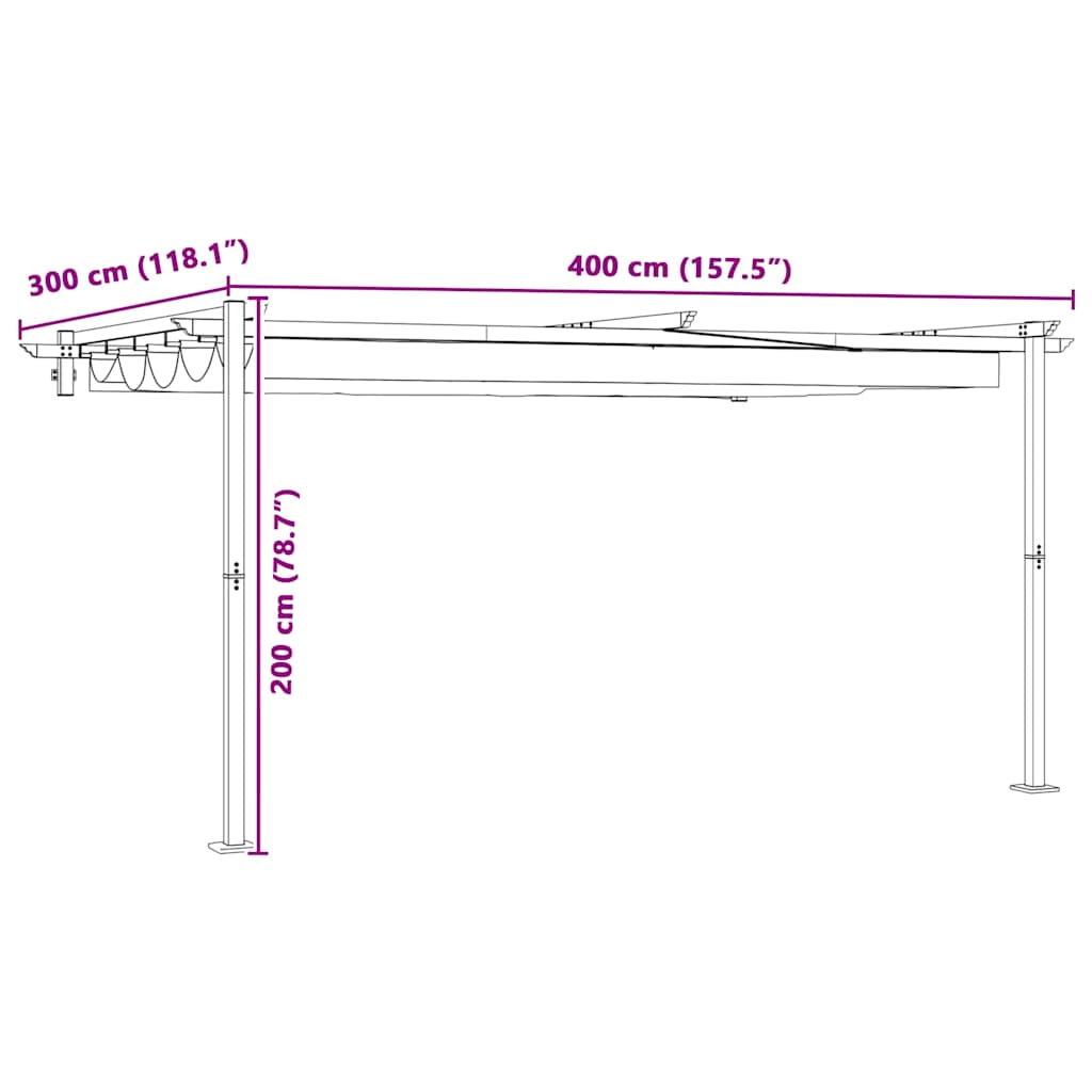 Wandmontierter Pavillon Creme Stahl
