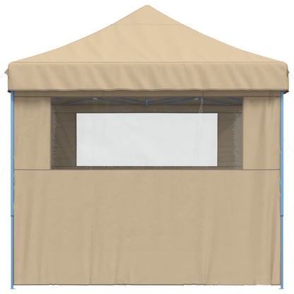 Partyzelt Faltbar Pop-Up mit 3 Seitenteilen Beige