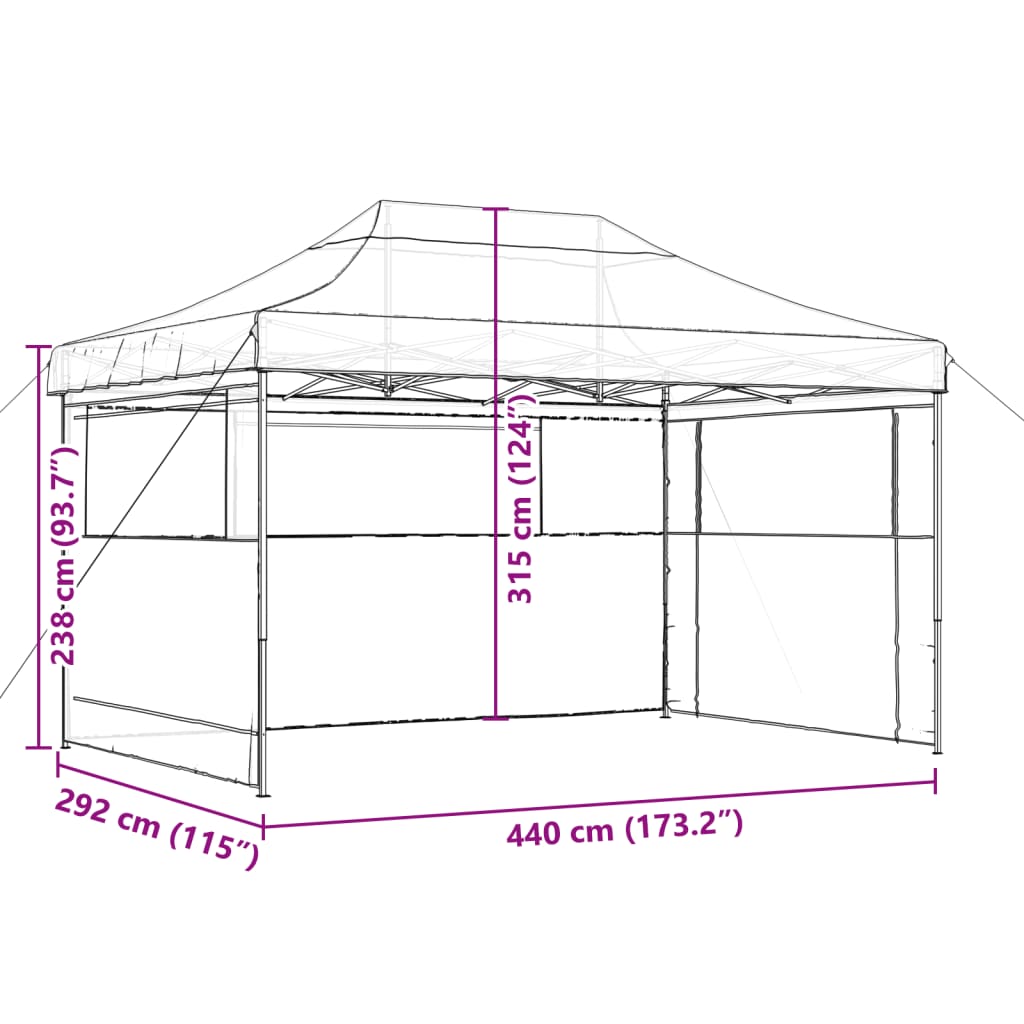 Partyzelt Faltbar Pop-Up mit 3 Seitenteilen Beige