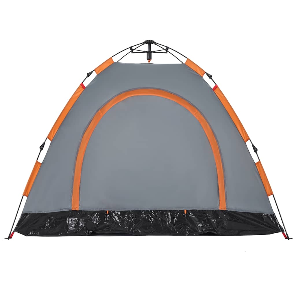 Campingzelt 3 Personen Grau und Orange Quick Release
