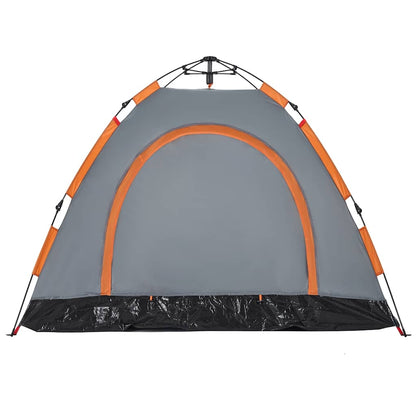 Campingzelt 3 Personen Grau und Orange Quick Release
