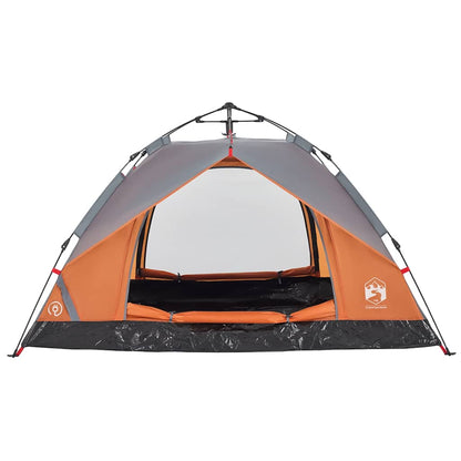 Kuppel-Campingzelt 2 Personen Grau und Orange Quick Release