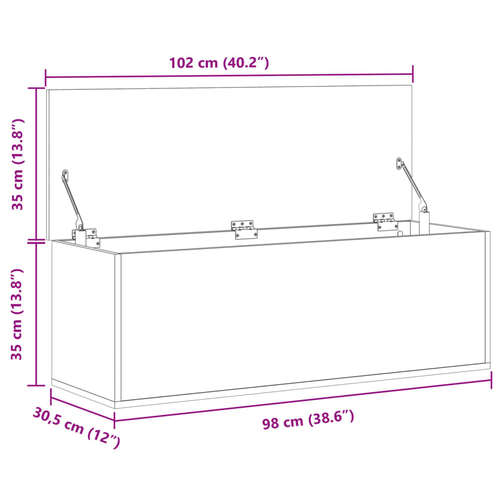 Truhe Schwarz 102x35x35 cm Holzwerkstoff