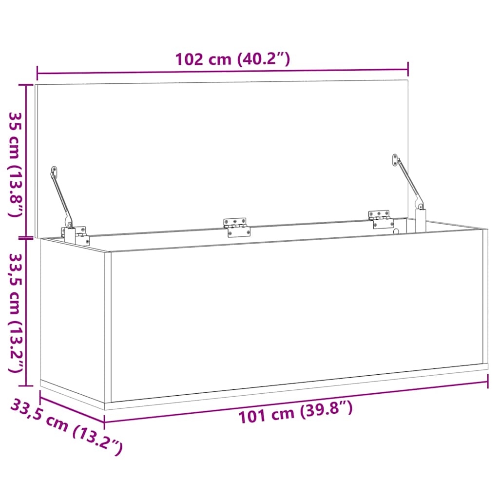 Truhe Sonoma-Eiche 102x35x35 cm Holzwerkstoff