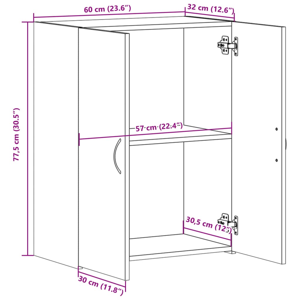 Aktenschrank Sonoma-Eiche 60x32x77,5 cm Holzwerkstoff