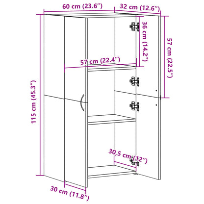 Aktenschrank Räuchereiche 60x32x115 cm Holzwerkstoff