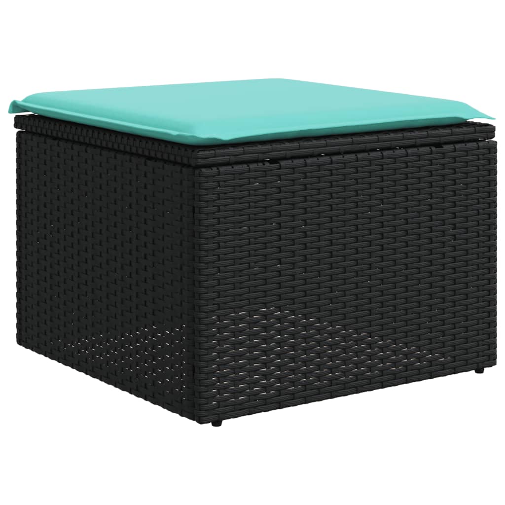 7-tlg. Garten-Sofagarnitur mit Kissen Schwarz Poly Rattan
