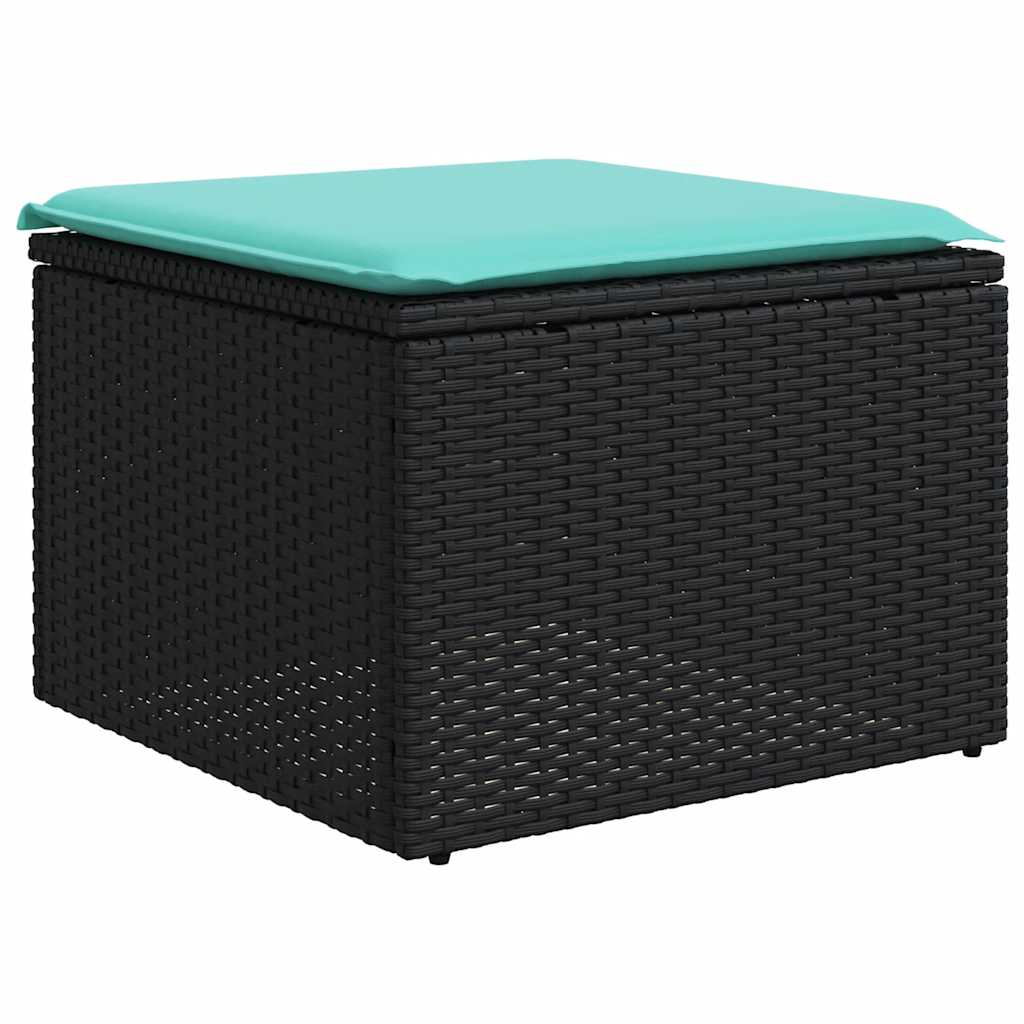 7-tlg. Garten-Sofagarnitur mit Kissen Schwarz Poly Rattan