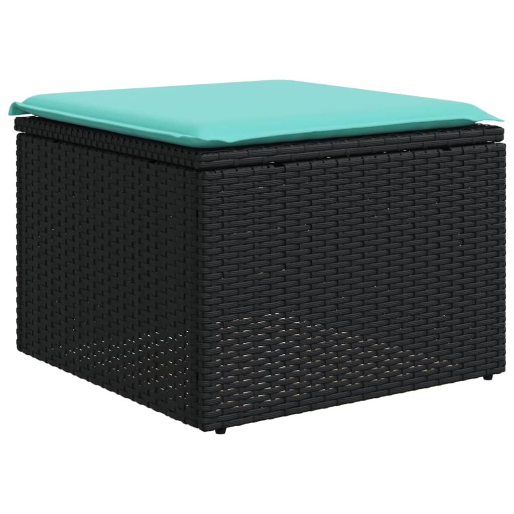 8-tlg. Garten-Sofagarnitur mit Kissen Schwarz Poly Rattan