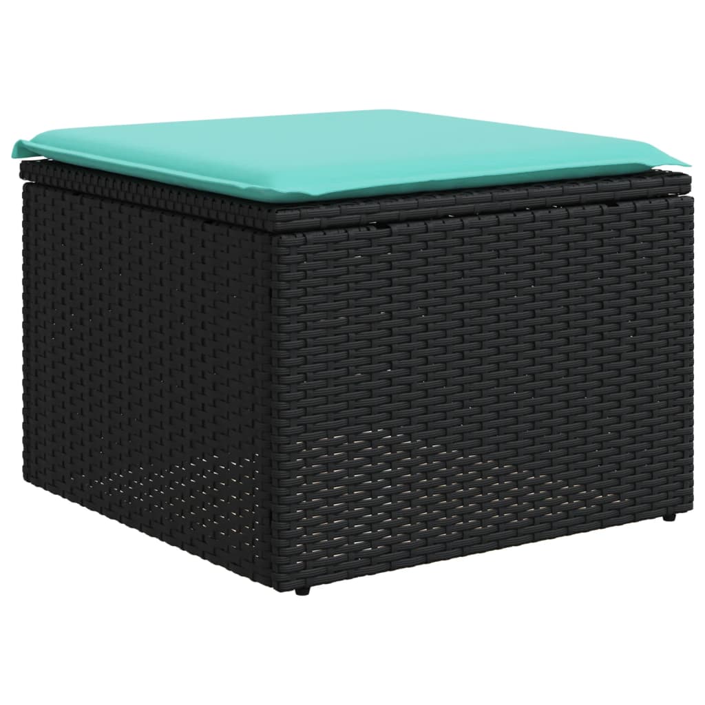 9-tlg. Garten-Sofagarnitur mit Kissen Schwarz Poly Rattan