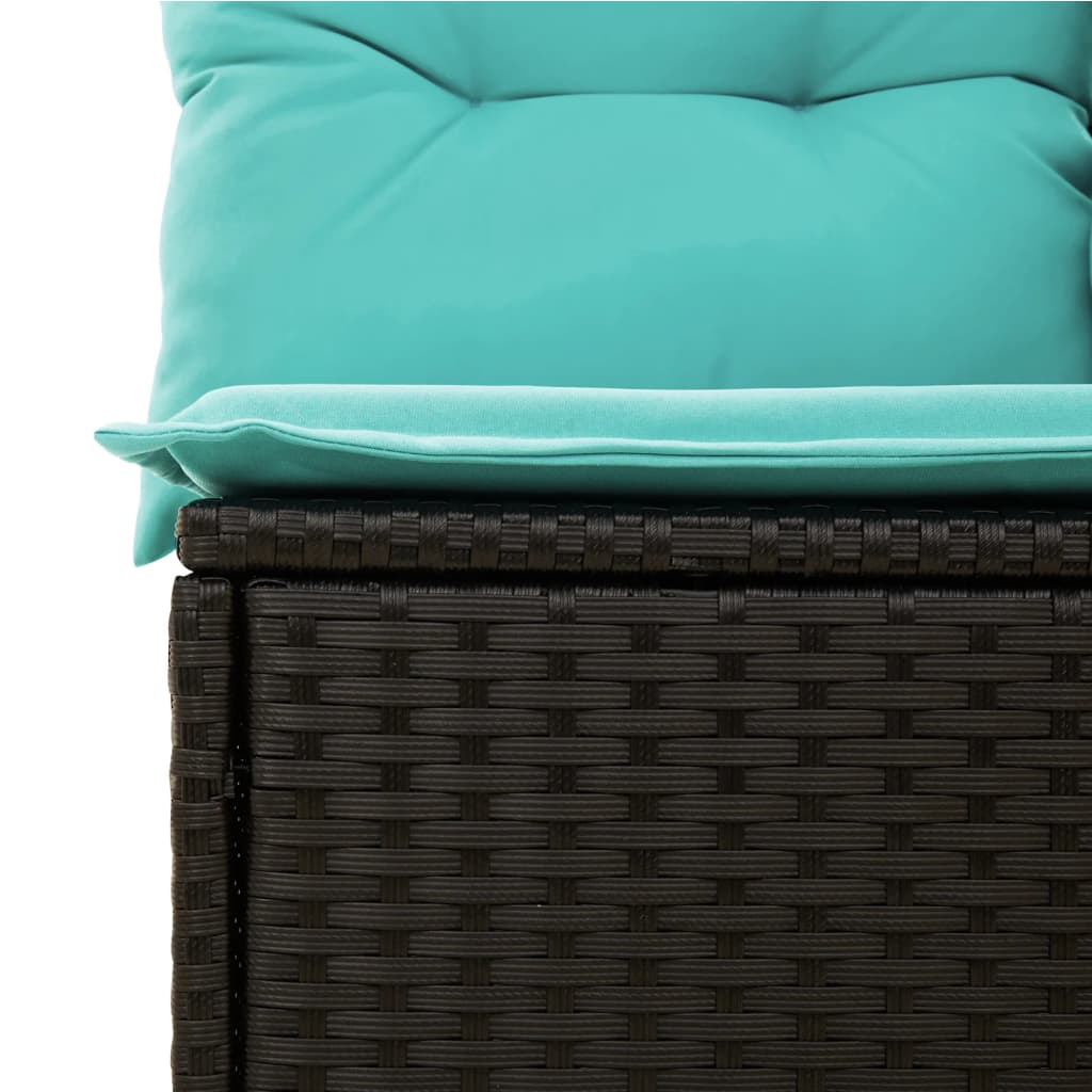 9-tlg. Garten-Sofagarnitur mit Kissen Schwarz Poly Rattan