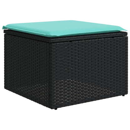 10-teiliges Gartensofa-Set mit Kissen, schwarzes Polyrattan