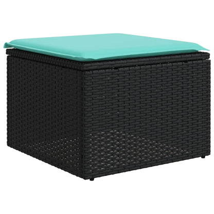 10-teiliges Gartensofa-Set mit Kissen, schwarzes Polyrattan