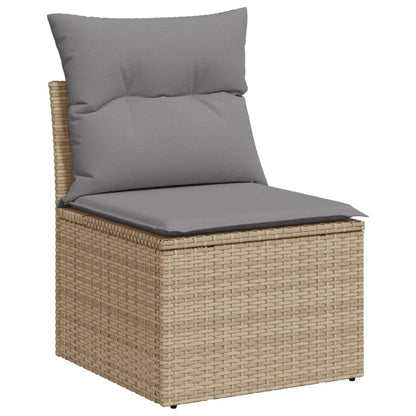 16-tlg. Garten-Sofagarnitur mit Kissen Beige Poly Rattan