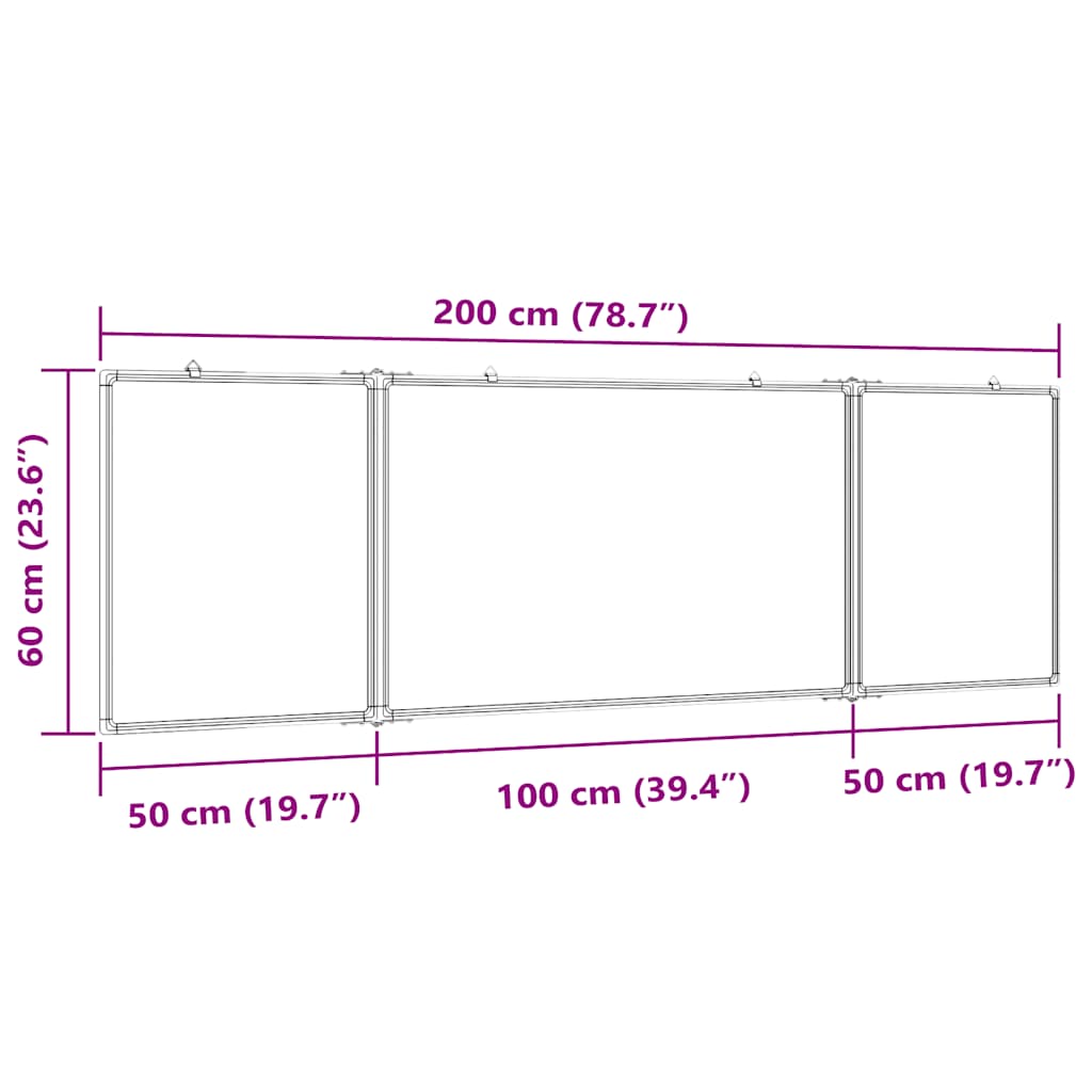 Magnetisches Whiteboard Klappbar 200x60x1,7 cm Aluminium