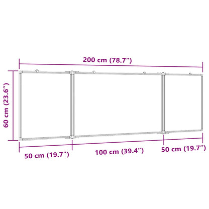 Magnetisches Whiteboard Klappbar 200x60x1,7 cm Aluminium
