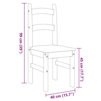 Spisestuestole 2 stk Hvid 40x46x99 cm Massiv Fyr