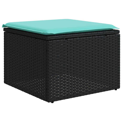 11-teiliges Gartensofa-Set mit Kissen, schwarzes Polyrattan