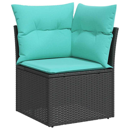 13-teiliges Gartensofa-Set mit Kissen, schwarzes Polyrattan