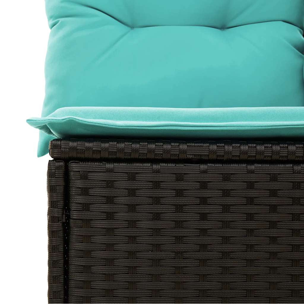 13-teiliges Gartensofa-Set mit Kissen, schwarzes Polyrattan