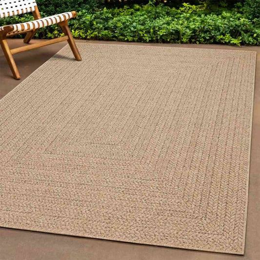 Teppich ZIZUR 120x120 cm Jute-Optik Indoor und Outdoor