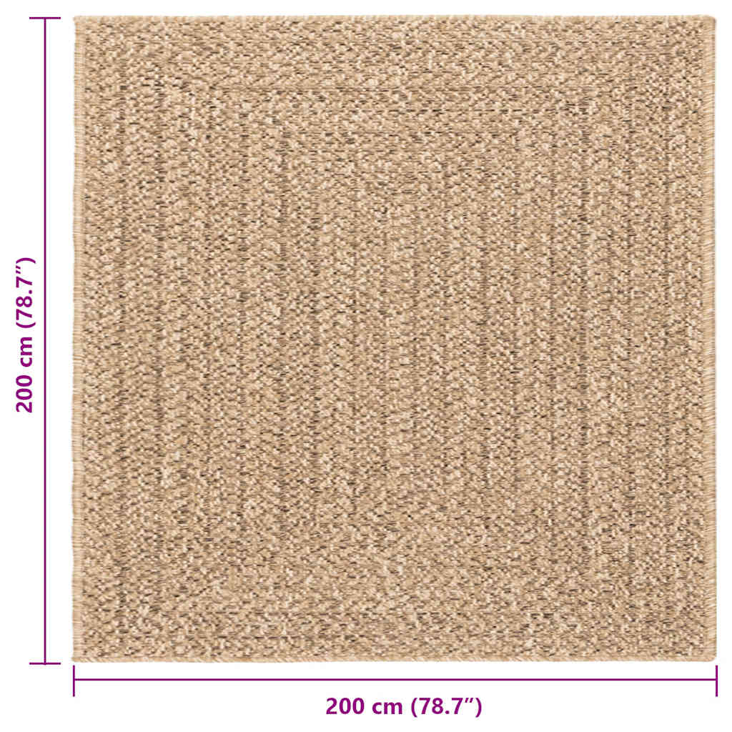 Teppich ZIZUR 200x200 cm Jute-Optik Indoor und Outdoor